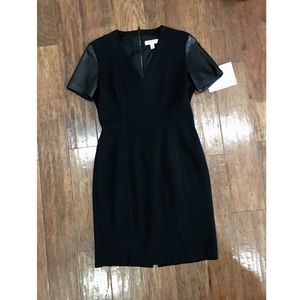 Burberry Leather Sleeve Sheath Dress